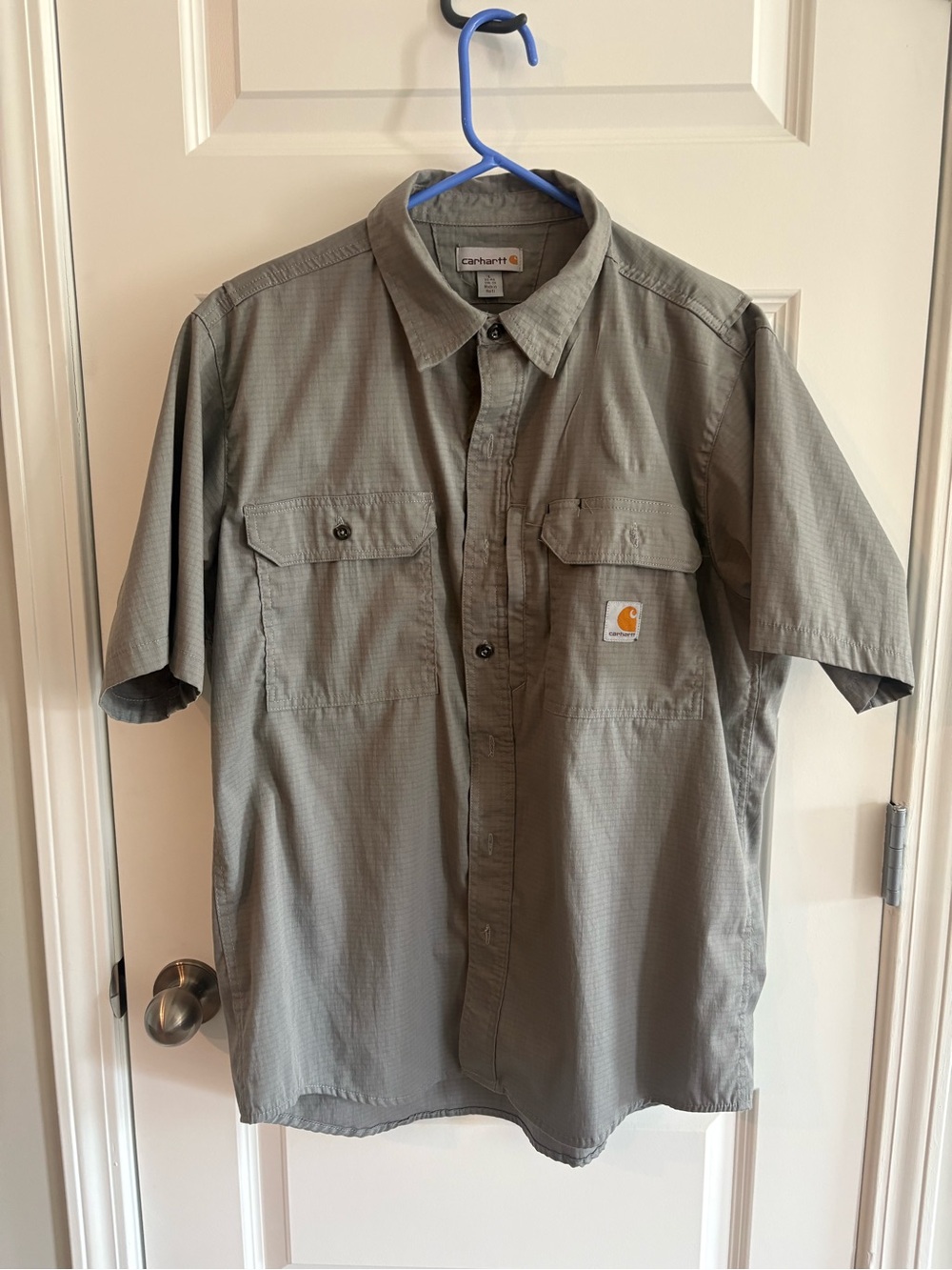 Carhartt Men’s Short Sleeve Button-Down work Shirt-gray (Rental line)